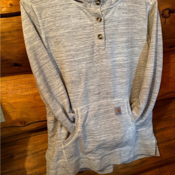 CARHART BRAND PULL OVER HOODED TOP WITH FRONT KANGAROO POCKETS. EUC LIKE NEW. - Picture 7 of 9